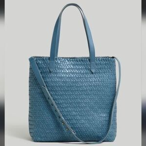 Madewell The Transport Tote: Woven Leather Edition In Blue